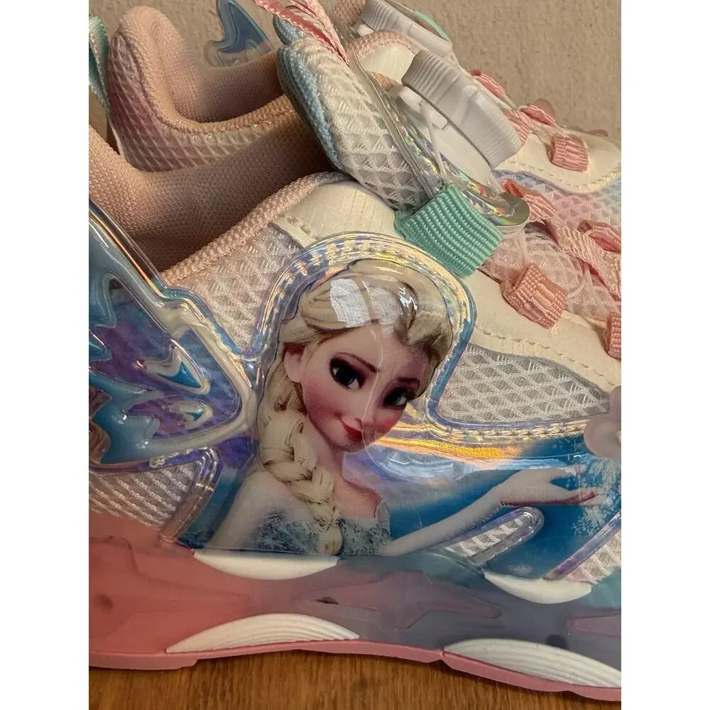 Disney Frozen Elsa Girls Sneakers Dial Lace Light Up Pink Size EU 32 New